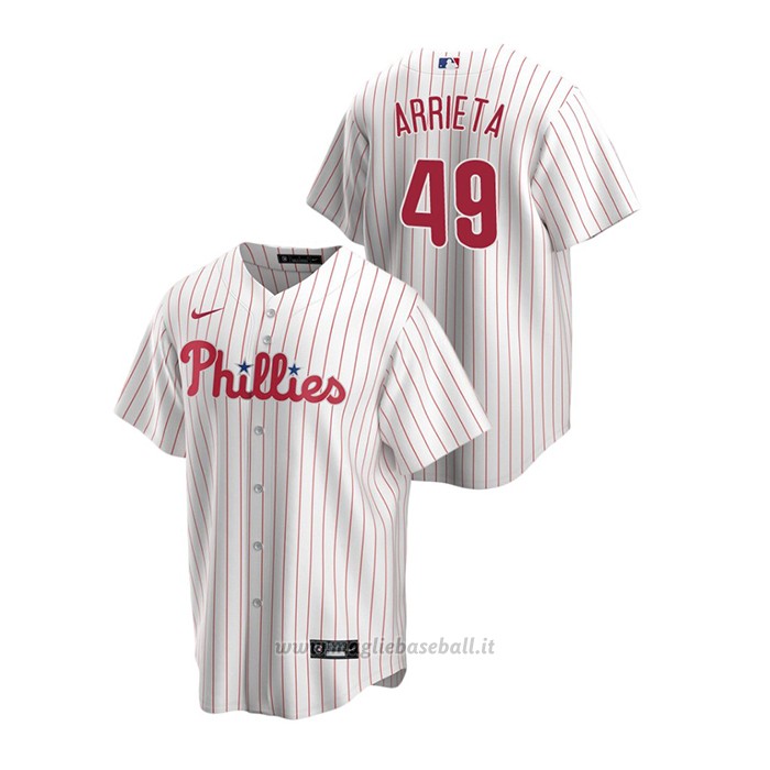 Maglia Baseball Uomo Philadelphia Phillies Jake Arrieta Replica Primera Bianco